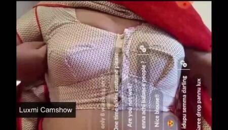 Camshow in Red Saree Strip to Pussy Show
