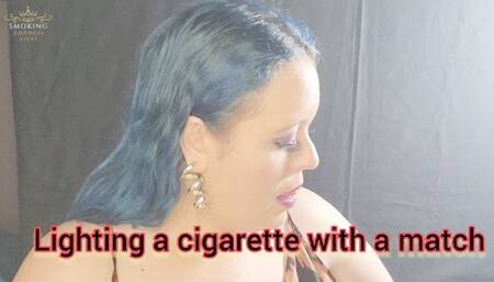 Lighting a cigarette with a match - SGL035