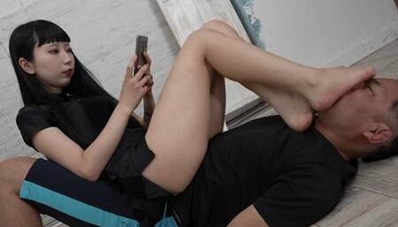 Cruel foot smelling girl