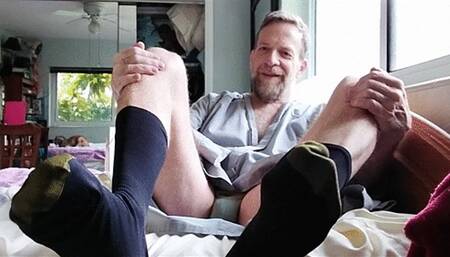 a visit to stepdad in his robe