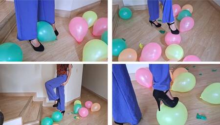 3 - Popping balloons with high heels