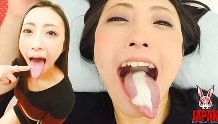 A Tongue, a Lot of Saliva and the Cum in Hana Kanno's Mouth