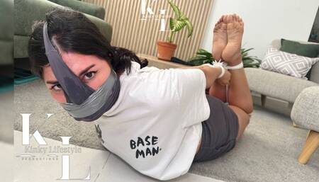 Shove Those Dirty Panties Up 4: Simona Couldn't Do Her Laundry (PantyHead, PantyStuffing, TapeGag, SelfGag, Barefoot, Rope Bondage, Hogtie, Roleplay, Struggling)