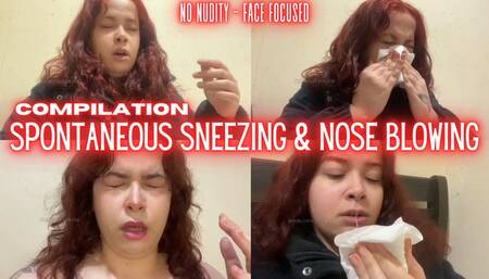 Spontaneous allergy sneezes and snotty nose blowing | compilation