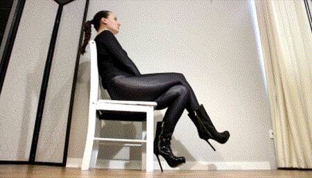 Toe tapping in black boots AVI