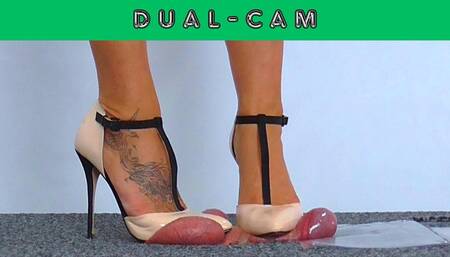 Trampling His Cum Under My Office T-Bar Stilettos - Bug Cam - AmbersCBT - 75BC