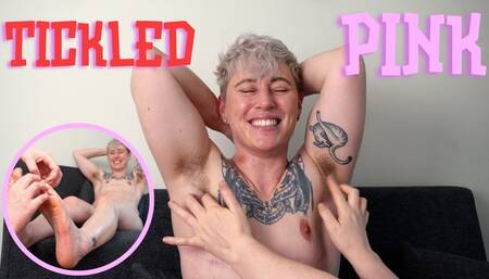 Muscled Oiled FtM Tickled on Feet and Armpits - Jaq Quicksilver - Muscled FtM Jaq laughs as hairy armpits and oiled feet tickled - 1080p mp4