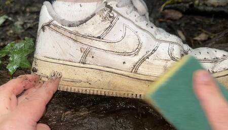 First clean my muddy Nike Trainers, then you can lick the soles for me