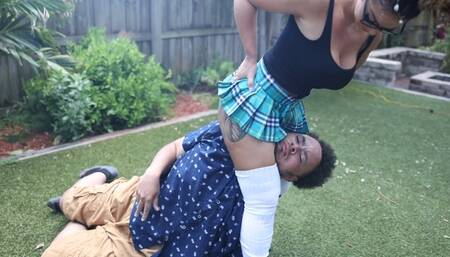 Schoolgirl Beatdown Nerd gets bullied for bad grades Goddess MsTrigga