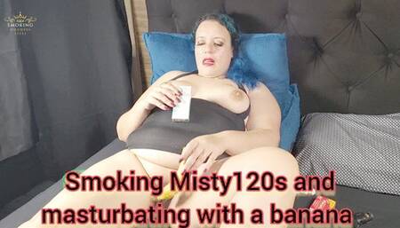 Smoking Misty 120s and masturbating with banana - SGL042