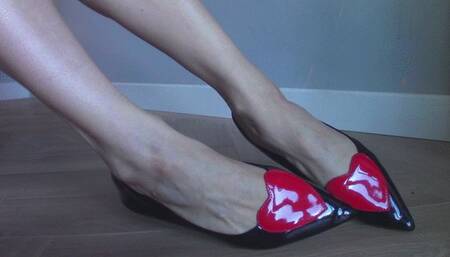 Shiny Black & Red Ballet Flats
