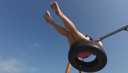 Unseen - Miss Ren's dirty feet on a swing in slow motion
