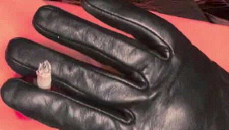 You are a human ashtray for Princess Diss smoking in leather gloves