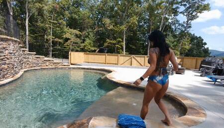 milf takes a swim and nude shower nextdoor