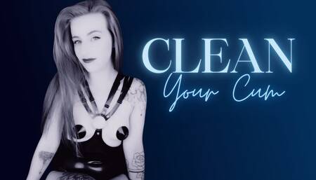 The FemDom New World Order Clean Your Cum: Redhead Mistress teaches her slave to drink up every drop of his cum