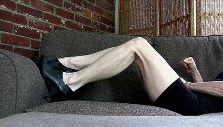 Granny Lilly, the ankle boots, the couch, the flexing