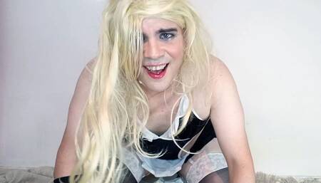 Sissy Maid Felixa Fucking Dildo and Self Facial