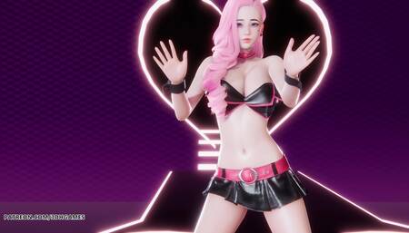 [mmd] Apink Chobom - Copycat Ahri Seraphine Sexy Striptease Dance League of Legends Uncensored Hentai