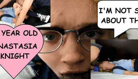 18 year old Anastasia Knight pussy hurts from first fucking dirty old man asks to suck dick instead Clip #2