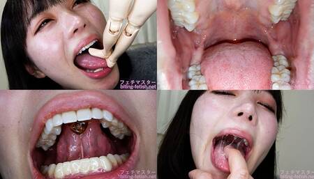 Hikage Hinata - Showing inside cute girl's mouth, chewing gummy candys, sucking fingers, licking and sucking human doll, and chewing dried sardines