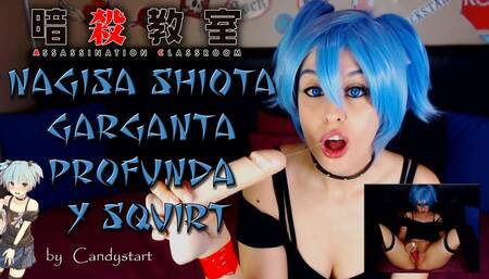 Nagisa shiote cosplay garganta profunda y squirt