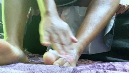 Goddess Teases Slave as she makes Soles and legs Soft and Silky Smooth POV 1080