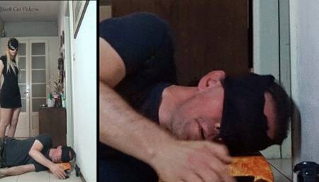 dancing on head just wearing socks (detail view)