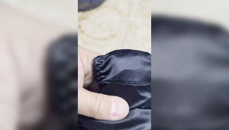 Jerking off in My Mother in Laws Pissy Black Pantys