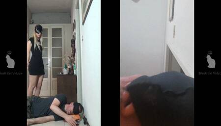 dancing on head just wearing socks (pov view)