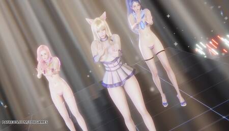 [mmd] Wjsn Chocome - Hmph! Ahri Kaisa Seraphine Sexy Striptease Dance League of Legends Uncensored Hentai