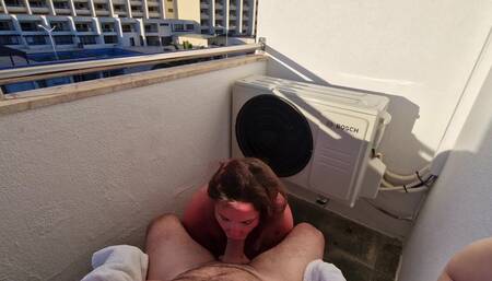 Sucking My Daddy's Hard Cock on the Balcony so the Other Hotel Guests Can See While We Are in Portugal on Holiday