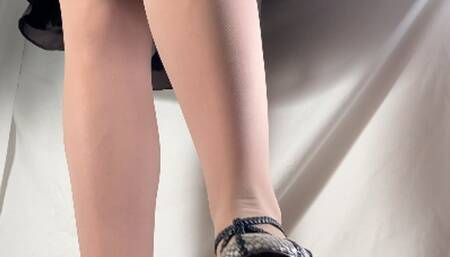 A Shoejob Dream in sheer Nylons and Bottega Veneta Mary Jane Heels - CBT, Shoejob and fruit crush on cock - sidecam only - 4k quality