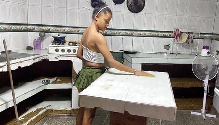 My Boss Fucks My Pussy When He Organized the Kitchen and His Spouse Is Not There