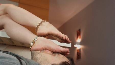 Lisa From Ukraine On Table Top Face Under Her Dirty Bare Feet - MIX - 4K