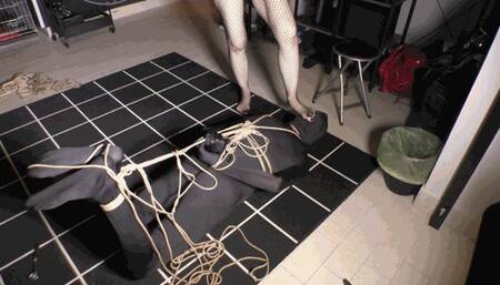Slave tied up totally in Mistress's Evil Red hands Italian language MP4 version