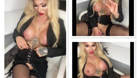 Long nails, stockings and wet juicy cock