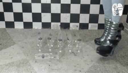 Drinking Glasses under high heel Boots