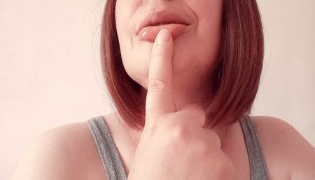 index finger and lip fetish oral tease