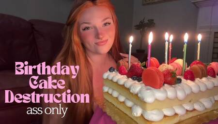 Birthday Cake Destruction - Ass Only - Cake Sitting Mess BBW Big Jiggly Booty Goddess Verbal Humiliation