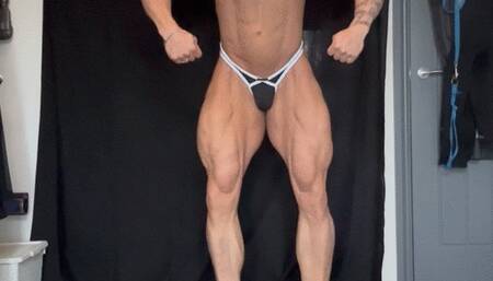 Black Thong Flex and Pose in Overexposed Lighting