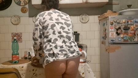 MAKING COFFEE SHOWING ASS