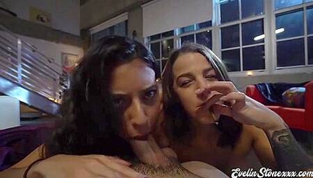 Evelinstone - Evelin Stone Victoria Vargas Sloppy Double Dream Blowjob