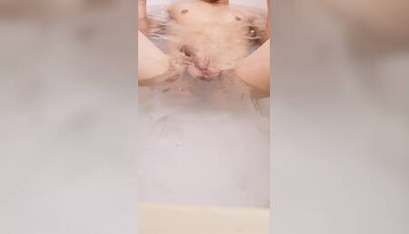 Gay Femboy Twink Cumshot with Jerking and Ass Play in Shower Bath.