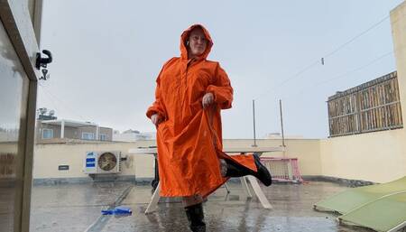 Raincoat and Rainboots Outdoor [4k]