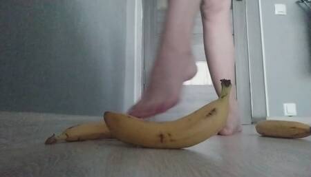 Nastya crush and trample banana foot and food fetish