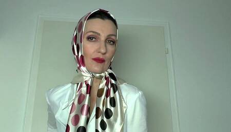 Satin Scarf Satin Headscarf Fashion Show Clip and JOI