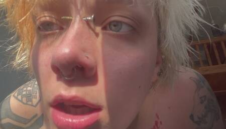 NO MAKEUP goth girl in the sun flares piggy nose