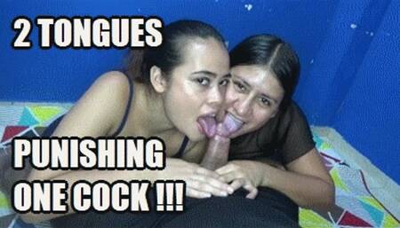 TONGUE FETISH 240922BC CANDY + VIOLET 2 TONGUES MAKING TRICKS WHILE SUCKING COCK (FULL HD MP4 VERSION)