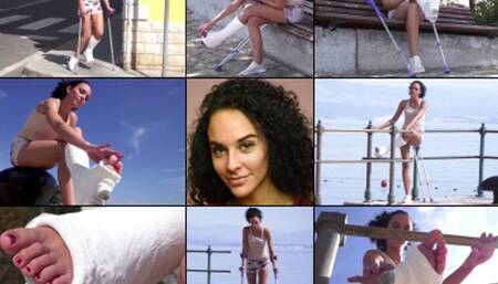 Rita Term SLWC Struggling on Crutches While on Vacation with Toe Massage (in HD 1920X1080)