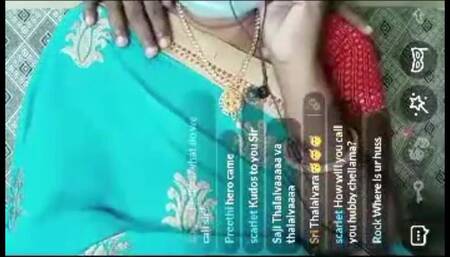 Blue Saree Live Show with Husband - Naughty Chat